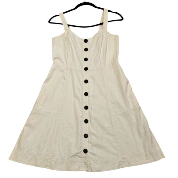 Madewell Linen Cotton Blend Cream Button-Front Dress Sz 6 - Picture 1 of 6